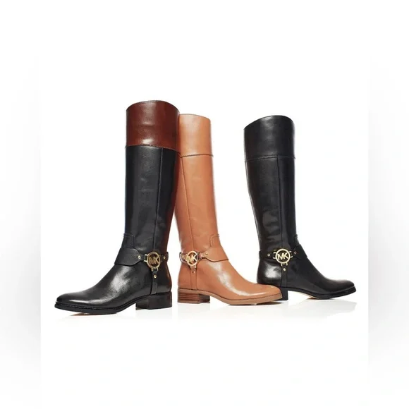 Michael Kors Fulton Harness Tall Riding Boots Mocha Leather Women’s 7M, New - Picture 7 of 7